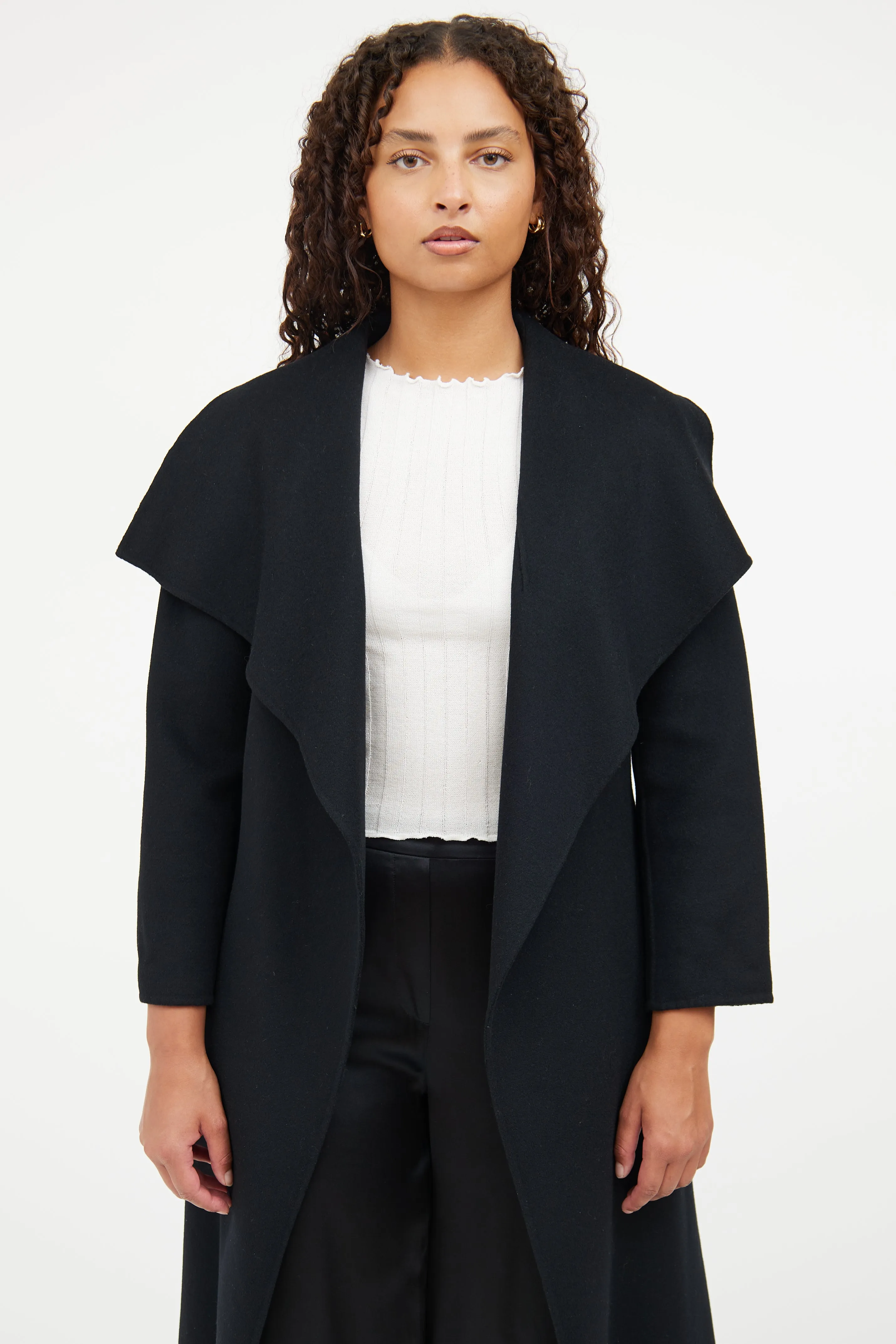 Black Wool Wrap Jacket