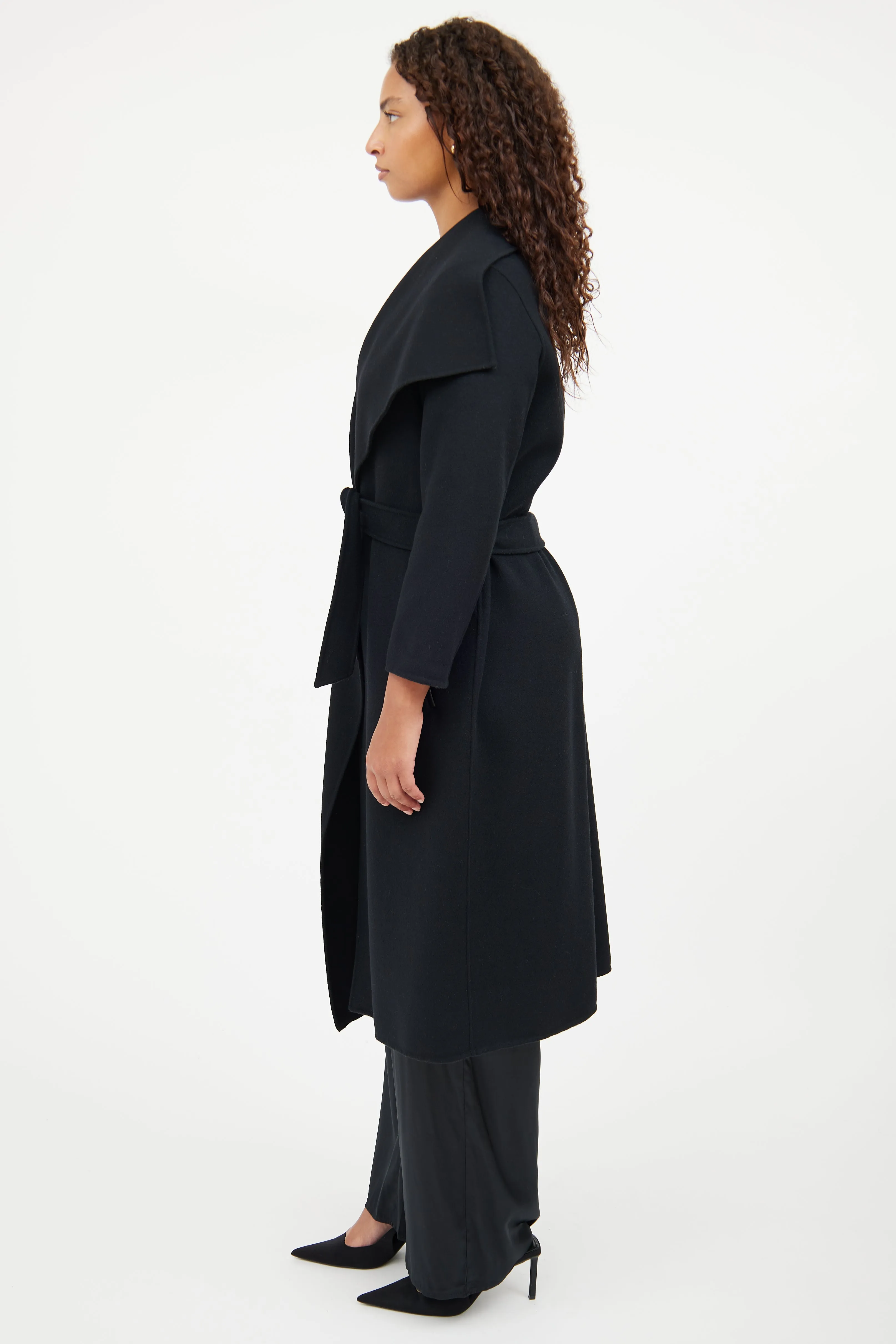 Black Wool Wrap Jacket
