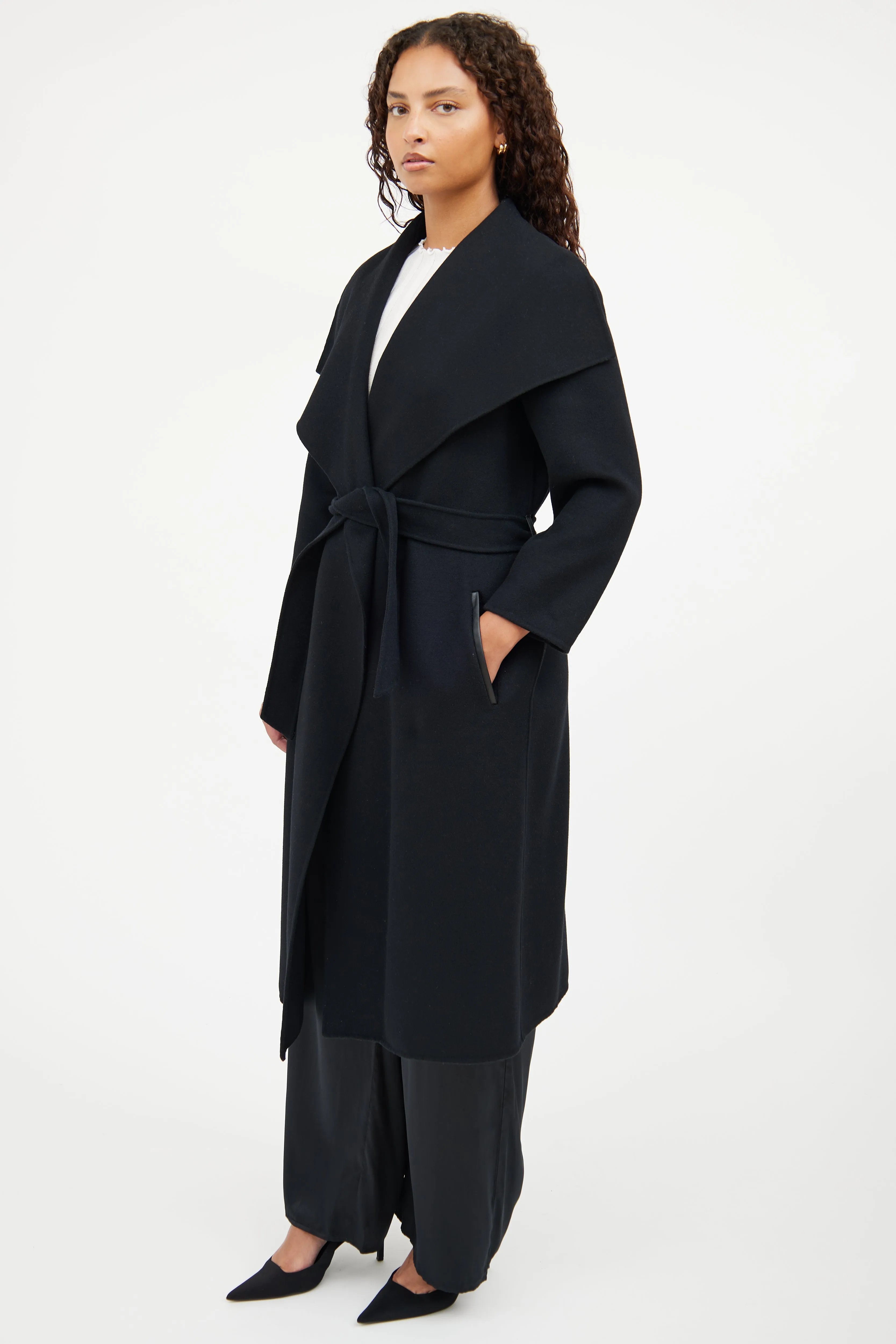 Black Wool Wrap Jacket