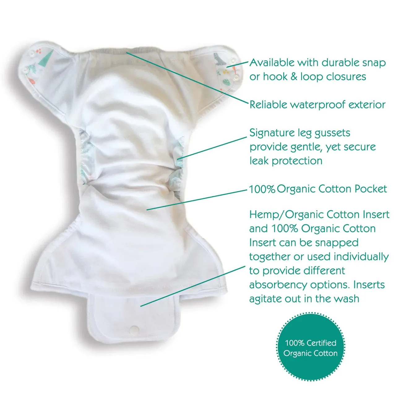 Bloomy Snap Natural One Size Pocket Diaper