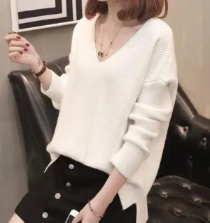 Casual Womens V Neck Knitted Top