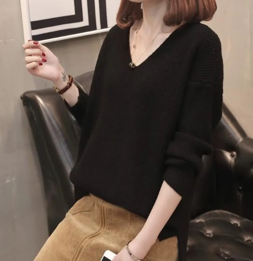Casual Womens V Neck Knitted Top
