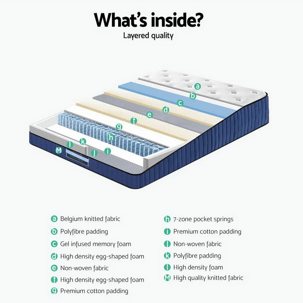 Cool Gel Memory Foam Mattress 34cm 7 Zone Queen - Giselle Bedding