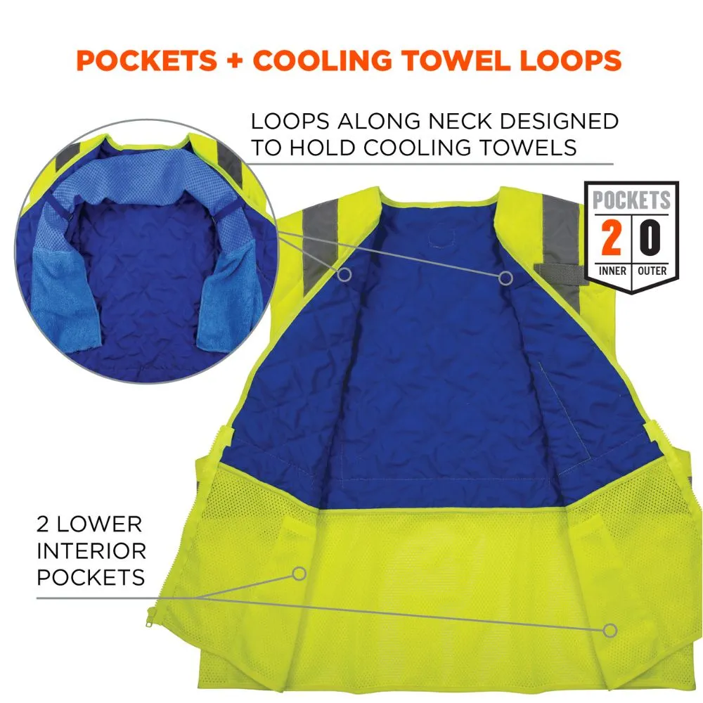 Ergodyne 12714 #6668 L Lime Class 2 Hi-Vis Safety Cooling Vest