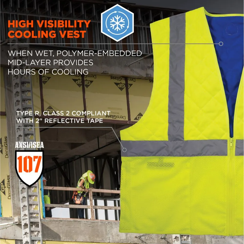 Ergodyne 12714 #6668 L Lime Class 2 Hi-Vis Safety Cooling Vest