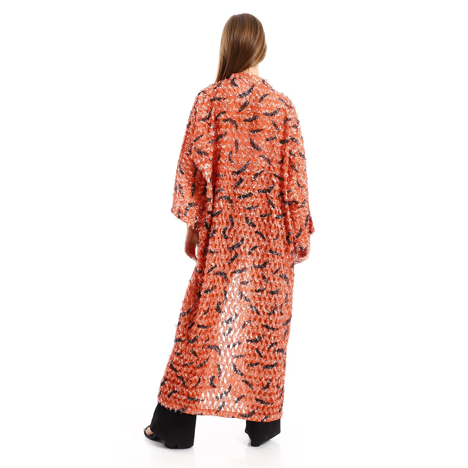 Eyelash Open Neckline Long Cardigan - Kady