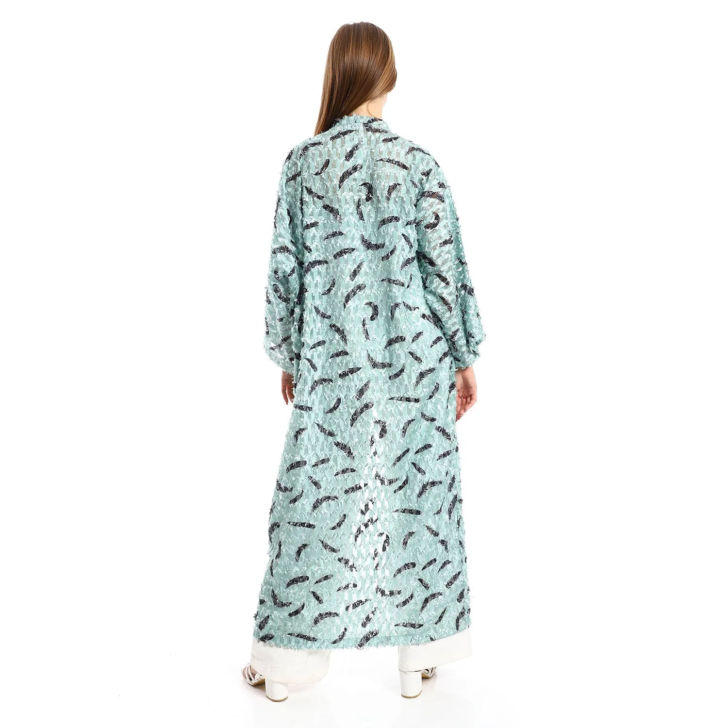 Eyelash Open Neckline Long Cardigan - Kady