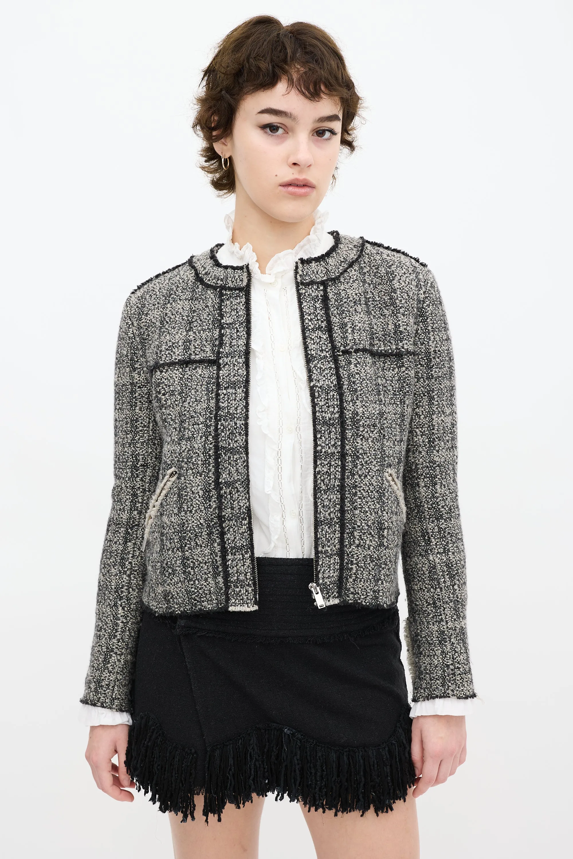 Grey & Black Wool Tweed Jacket