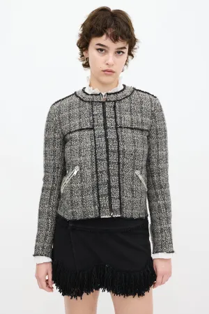Grey & Black Wool Tweed Jacket