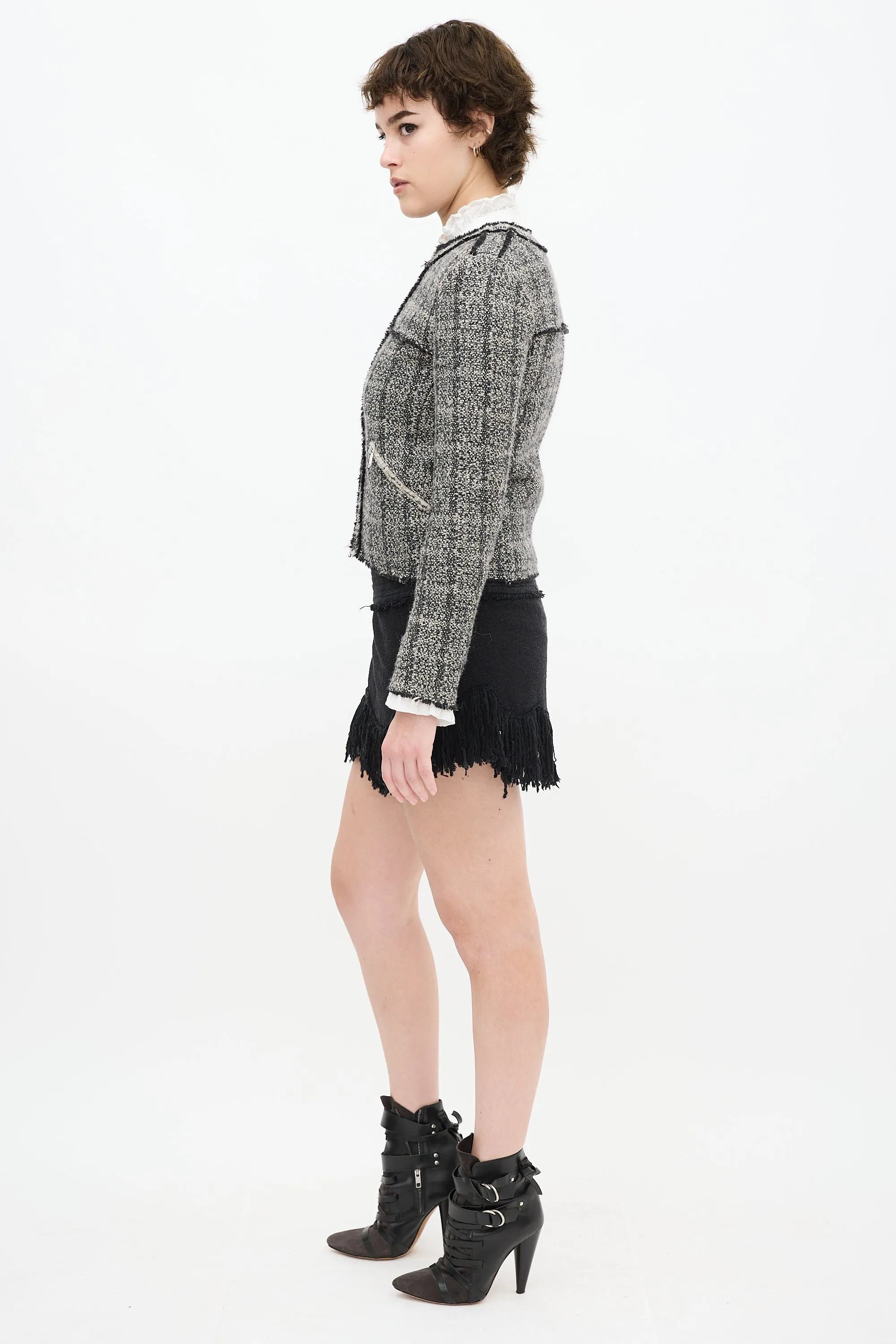 Grey & Black Wool Tweed Jacket