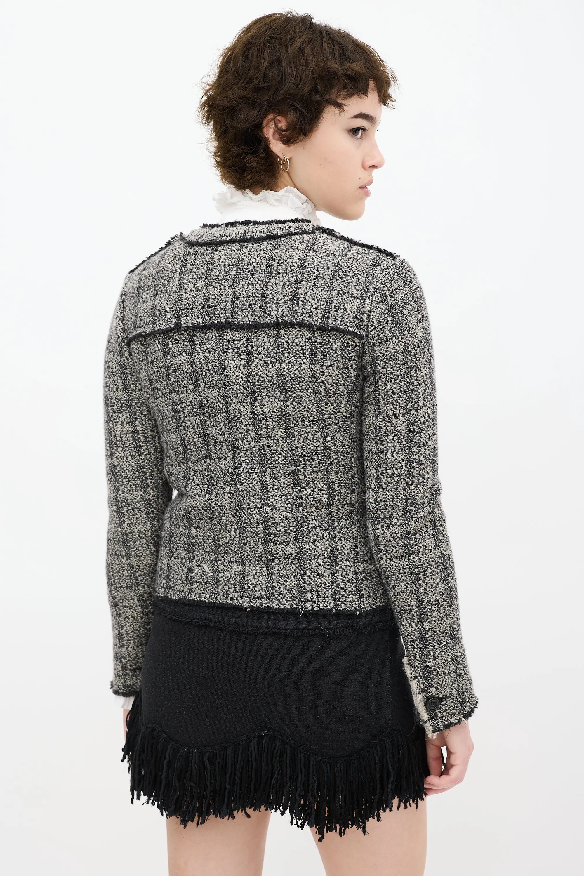 Grey & Black Wool Tweed Jacket