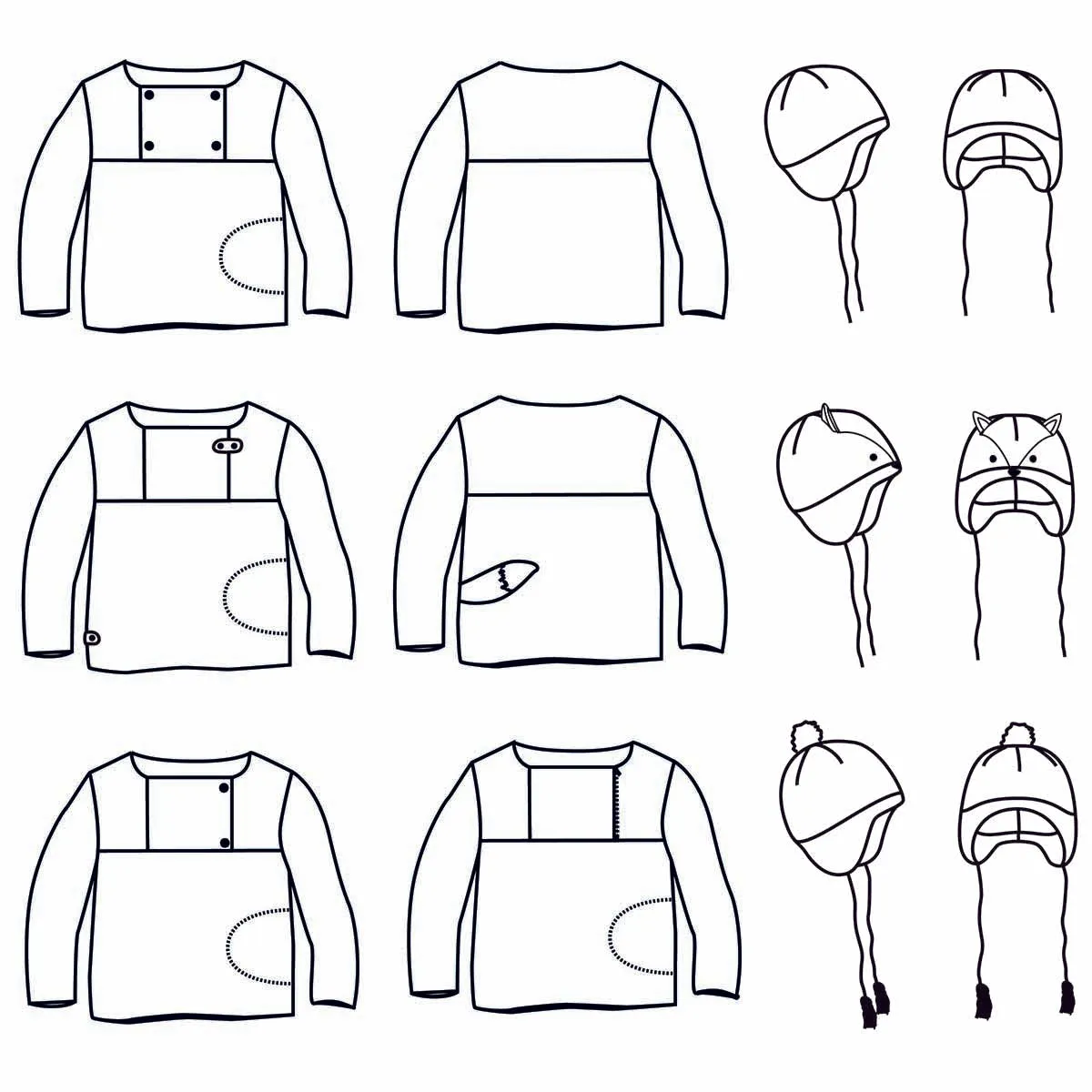 HUGO sweatshirt   hat set - Baby 6M/4Y - PDF Sewing Pattern