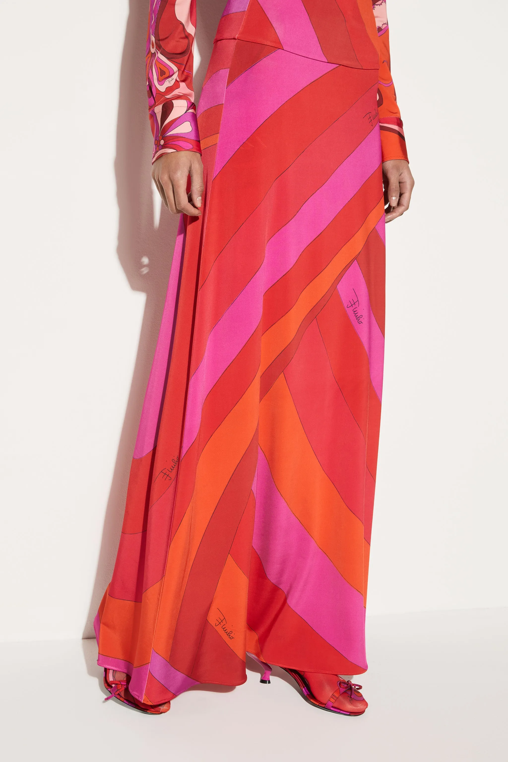 Iride-Print Long Skirt