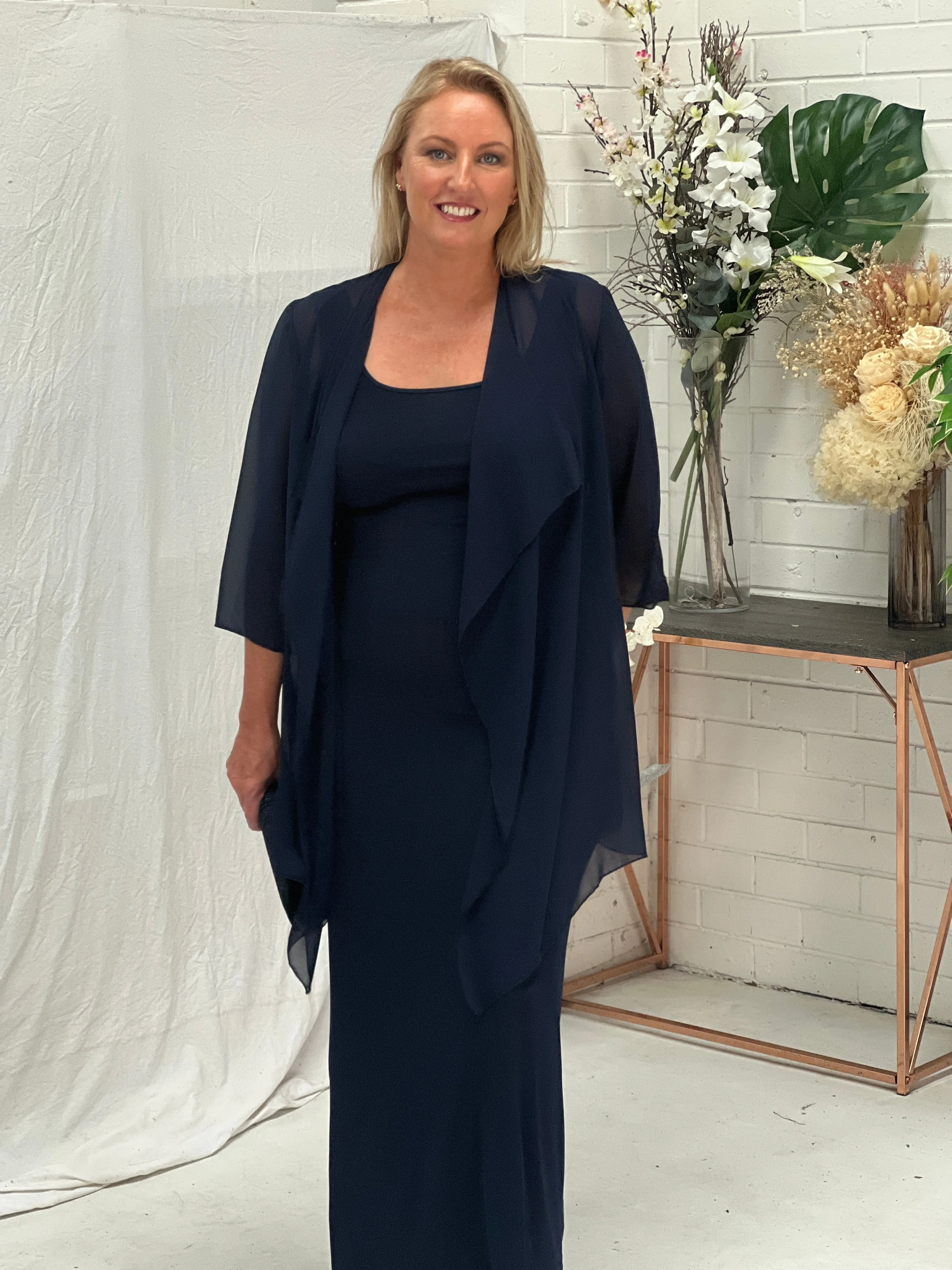 Jackie Navy Chiffon Cardigan