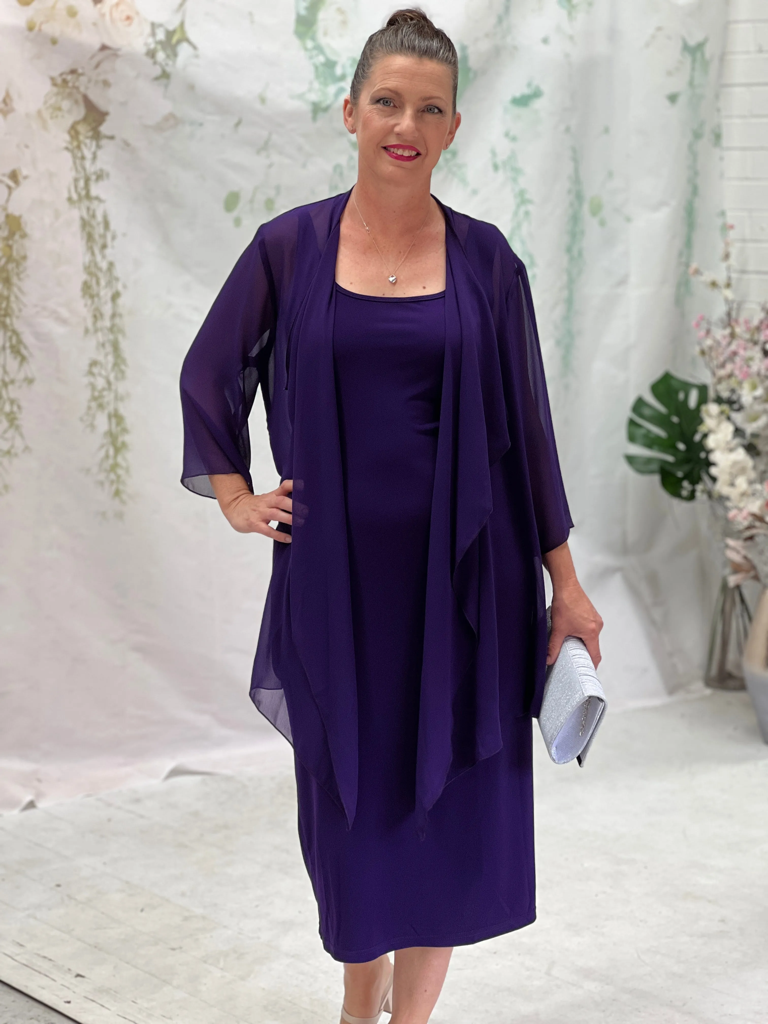 Jackie Purple Chiffon Cardigan