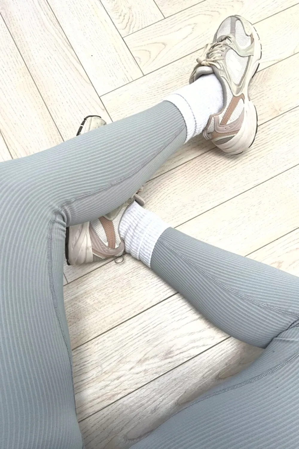 Katy Grey ribbed high waist leggings