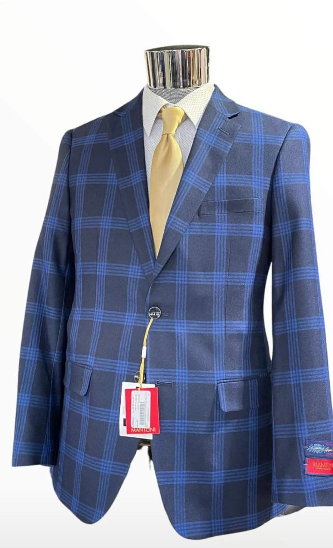 Mantoni 2 Button Super Fine Wool Window Pane Sport Jacket