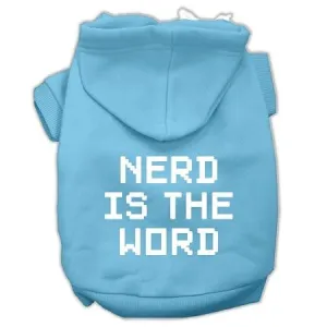 Nerd is the Word Screen Print Pet Hoodies Baby Blue Size M (12)