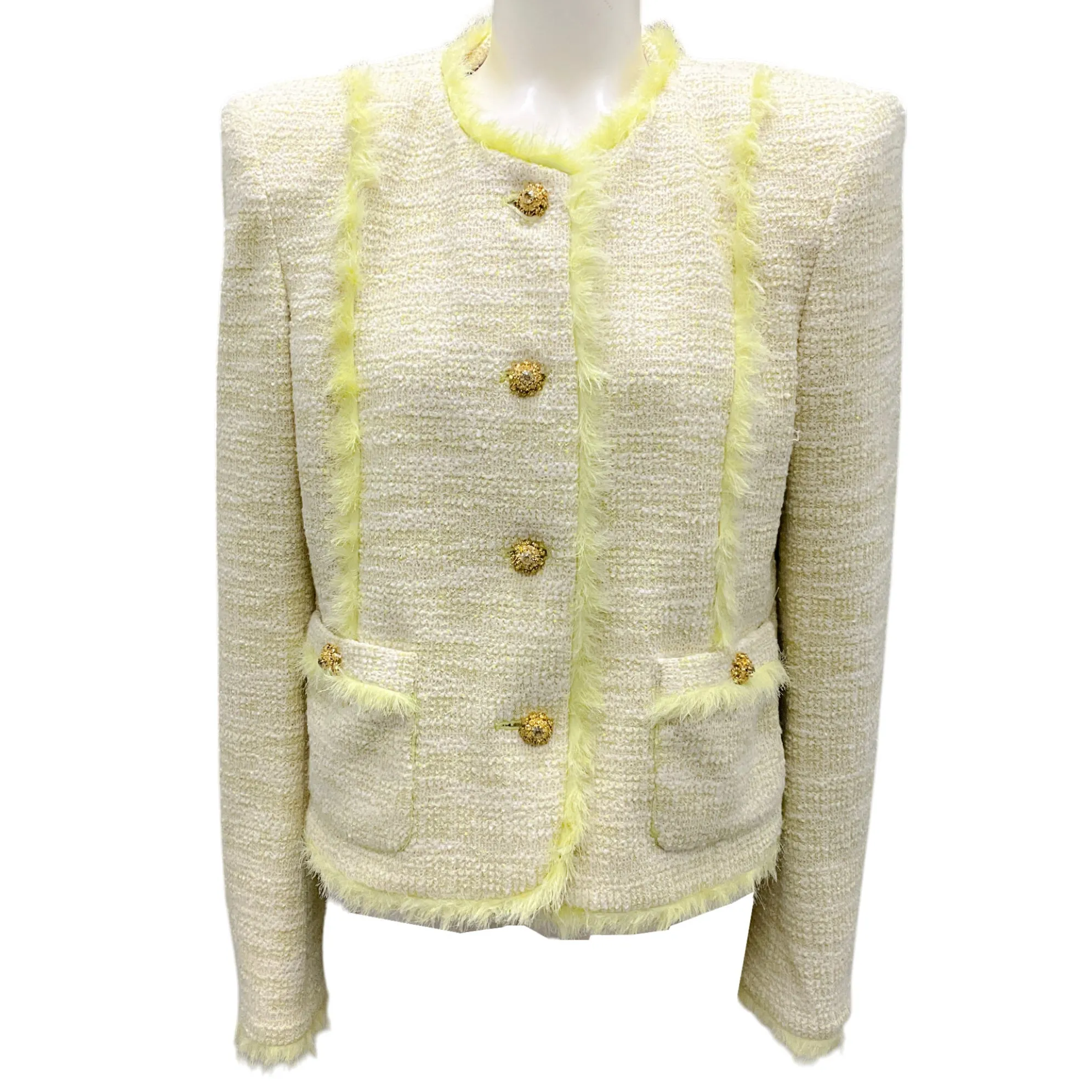 Prabal Gurung Mimosa Fringed Tweed Jacket