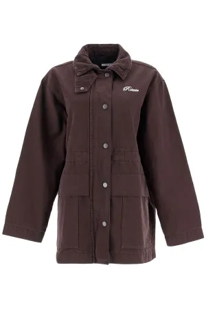 "oversized jacket with embroidered 113360578 CHOCOLATE PLUM (BROWN)
