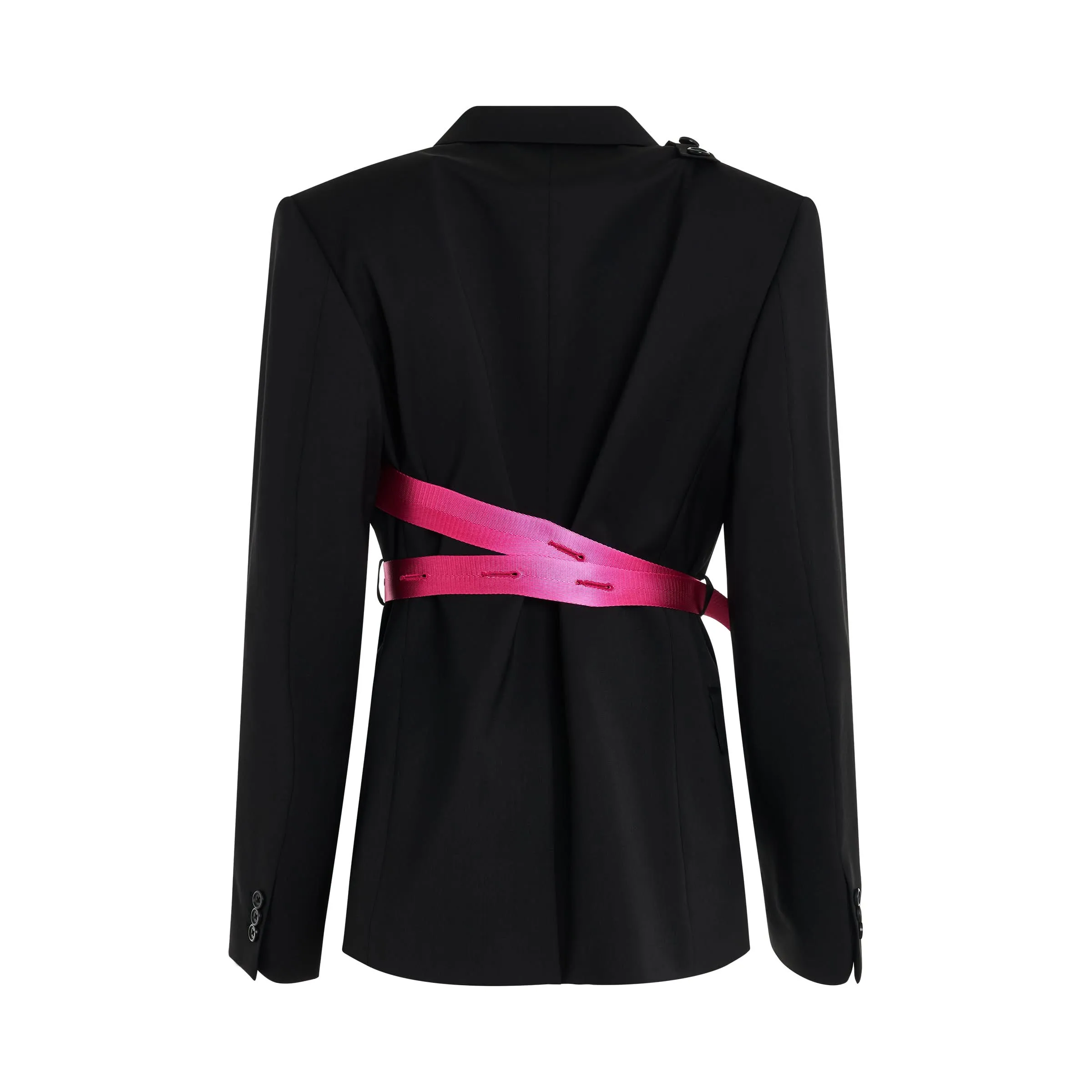 Seatbelt Blazer in Black/Fuchsia