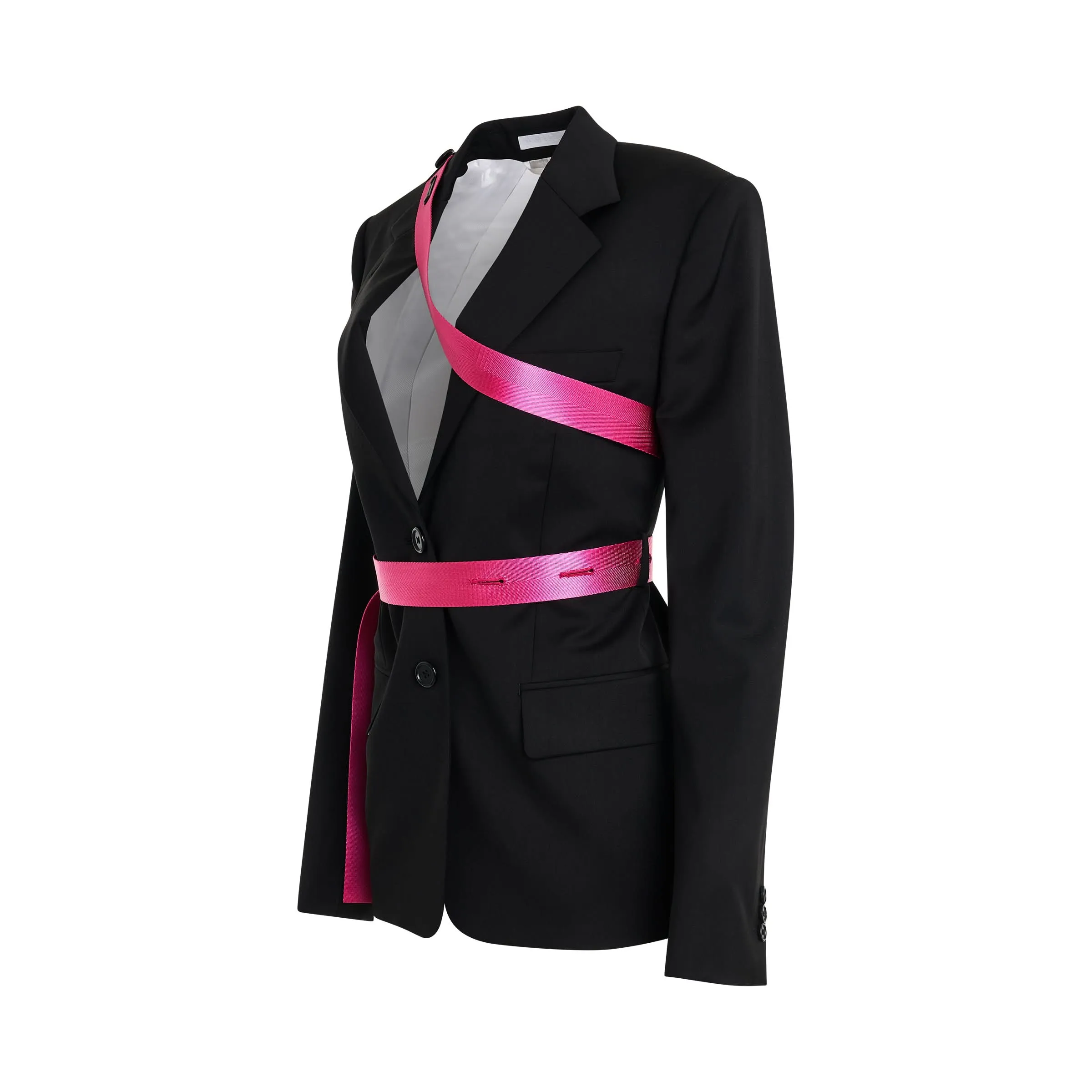 Seatbelt Blazer in Black/Fuchsia