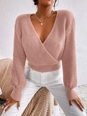 SHEIN Frenchy Surplice Neck Drop Shoulder Sweater