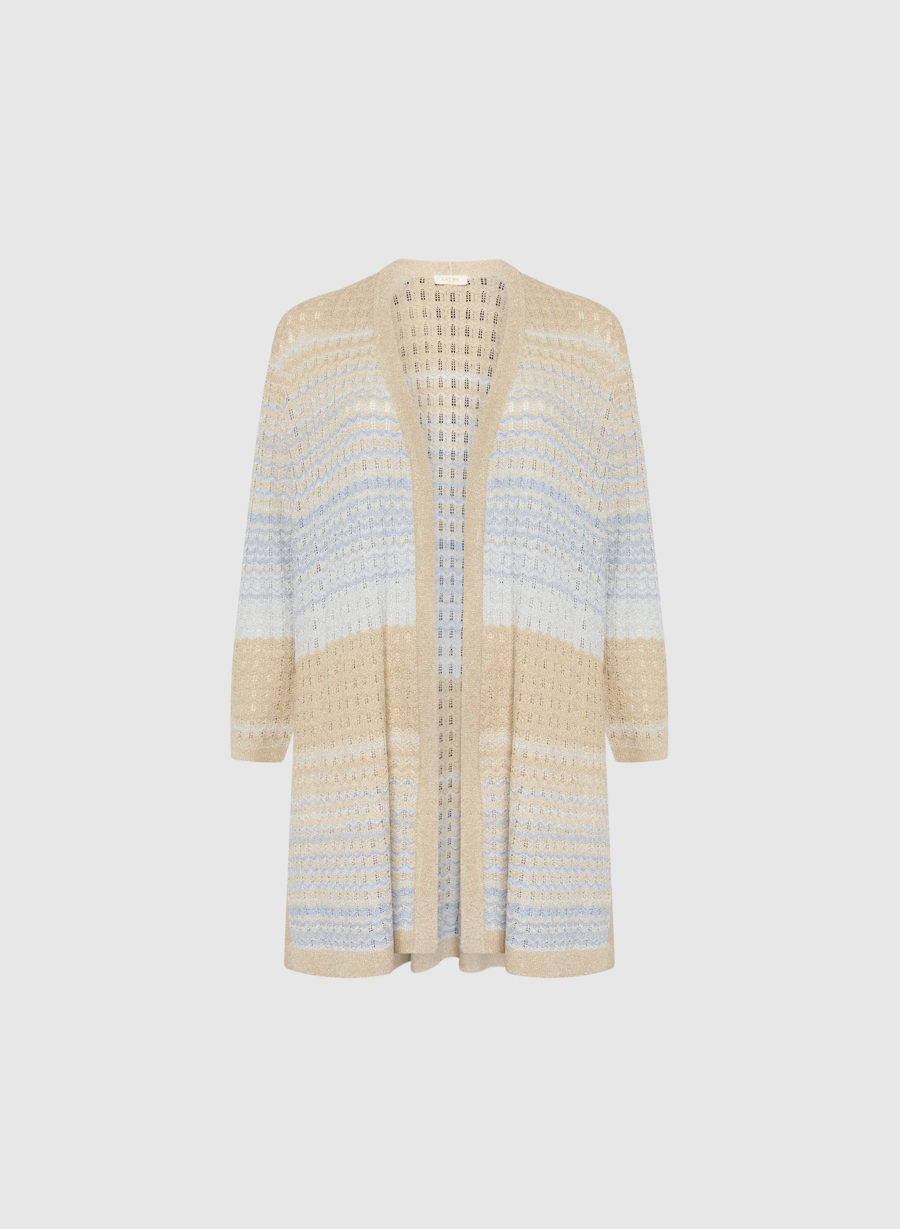 Striped Open Knit Cardigan