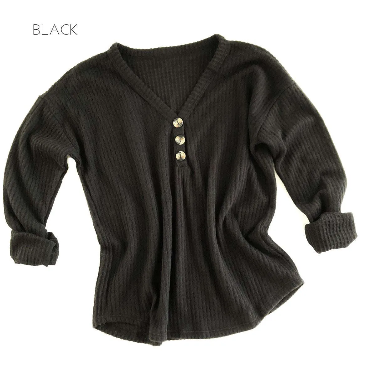 Ultra Soft Button Waffle Top