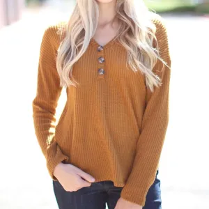 Ultra Soft Button Waffle Top