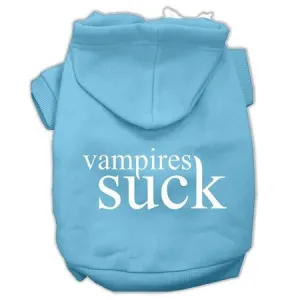 Vampires Suck Screen Print Pet Hoodies Baby Blue Size L (14)