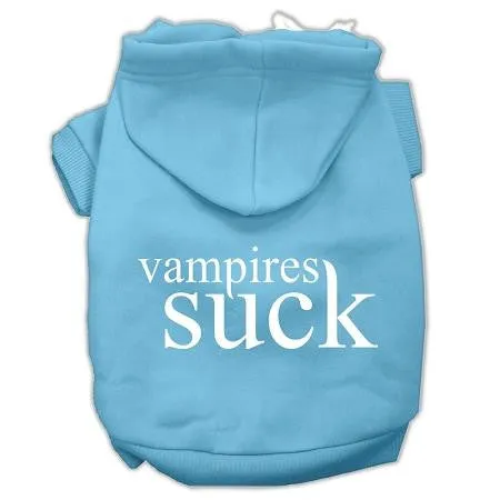Vampires Suck Screen Print Pet Hoodies Baby Blue Size L (14)