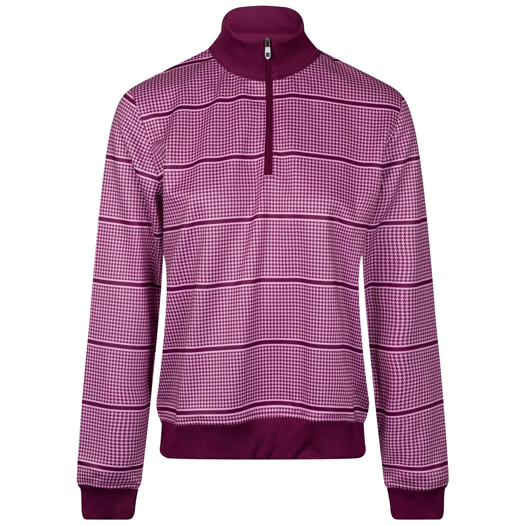 Womens Half Zip Houndstooth Print Midlayer Fig - AW23