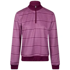 Womens Half Zip Houndstooth Print Midlayer Fig - AW23